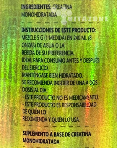 Imagen 7 de 8 de Creatina 1 Kg 200 Servicios 43 Supplements