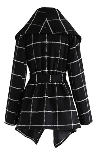 Chaqueta Con Cuello Vuelto Para Mujer, Abrigo De Lana Con Ci