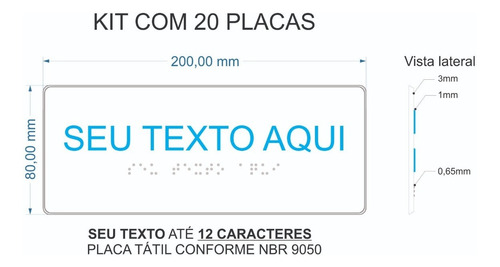 Imagem 2 de 2 de 20 Placas Visualização Indicativa Tátil Braille Relevo