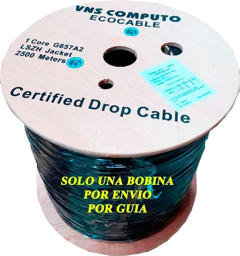 Fibra Optica Ftth Drop Lszh 1 Hilo 2500mts 3.0mm Negro Fo-20