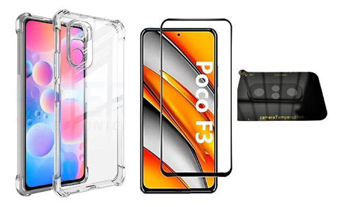 Funda protectora, película 3D y cámara para Redmi Poco F3