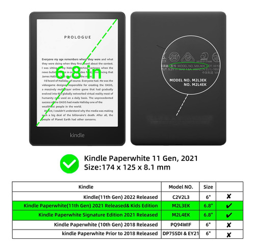 Walnew Flip Case Para 6.8 Kindle Paperwhite 11th Generation