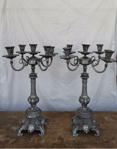 Candelabros Estilo Clásico Color Pewter De 5 Candelas