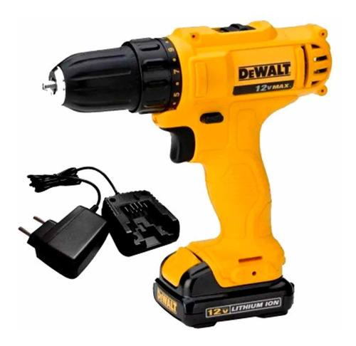 Furadeira parafusadeira sem fio de 10mm DeWalt DCD700LC1 12V + acessório Bivolt