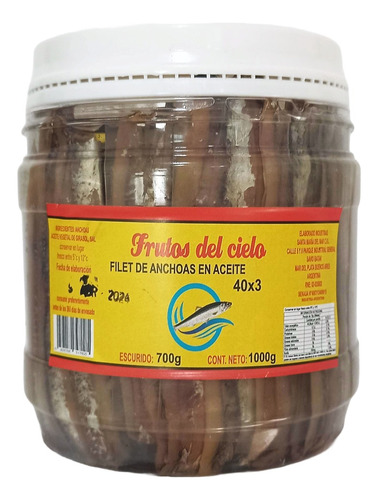 Encurtidos Filet De Anchoas En Aceite Frasco X 1000g.