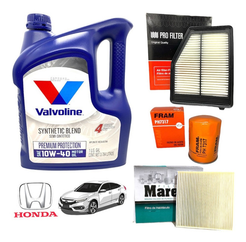 Kit 3 Filtros Y Aceite Valvoline 10w40 Honda Civic 1.8 16v