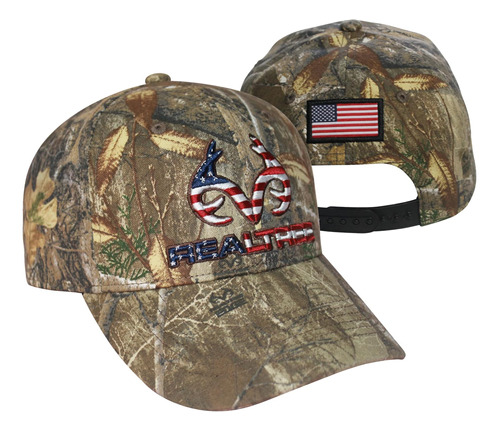 Gorra Con Bandera Y Logotipo Patriótico Realtree, Precurvada