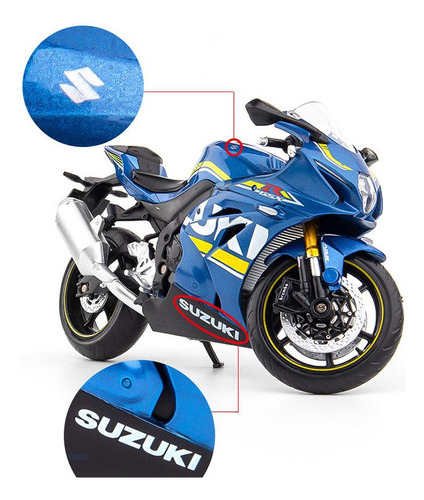 Suzuki Gsx-r1000 - Moto De Metal, Modelo 1000r-azul, Escala