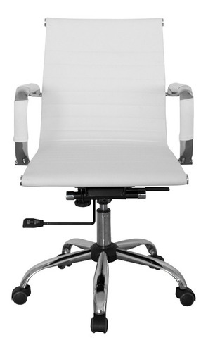 Silla de escritorio Para Tu Casa Aluminium Eames bajo pc ergonómica  blanca con tapizado de cuero sintético