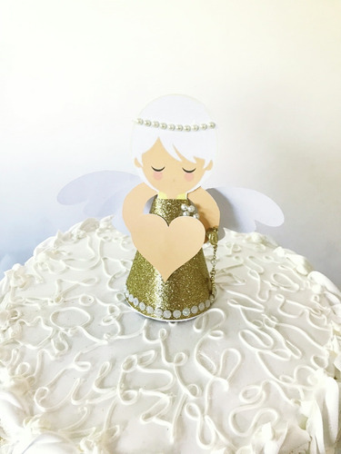 Imagem 2 de 4 de Topo De Bolo Topper Personalizado Anjinho Para Batizado