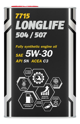 Lubricante Aceite 5w30 Mannol Longlife Vw504/507 5lts