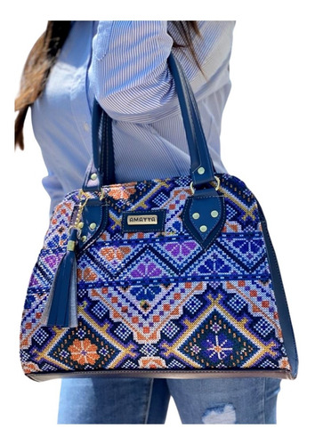 Imagen 1 de 3 de Bolsos Artesanal Yute Premium Amayya Modelo Ivvana Marino