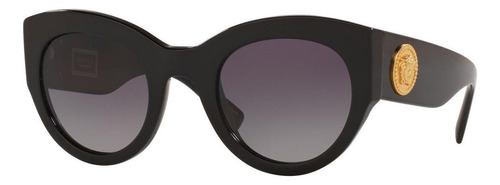 Anteojos de sol Versace VE4353 con marco de plástico color negro, lente gris de plástico, varilla negra de plástico