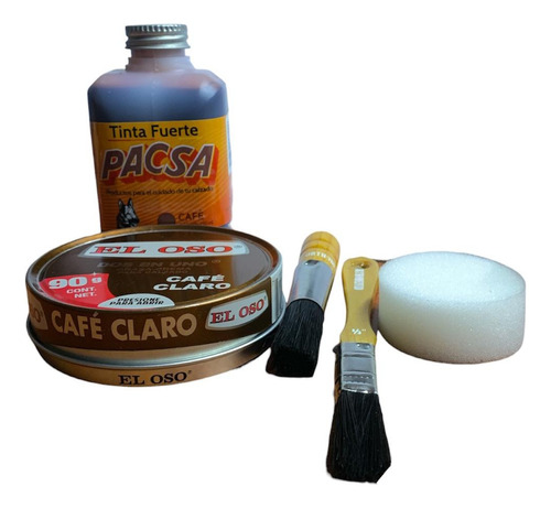 Kit Para Calzado Grasa Crema Oso 2 En 1 + Tinta + Brochuelo 