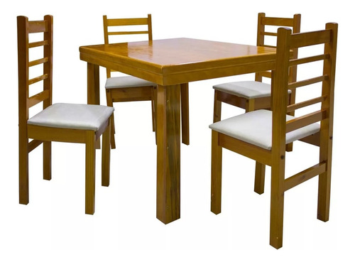 Juego Comedor Mesa + 4 Sillas Tapizadas Madera LG