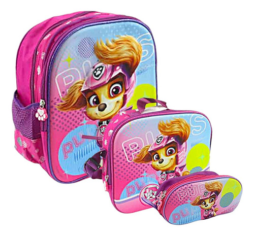 Kit X3 Maleta Morral Paw Patrol Patrulla Lonchera Cartuchera