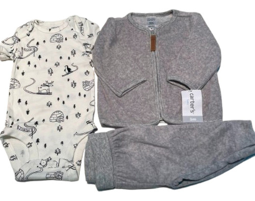 Conjunto Tres Piezas Gris 3m / 6m / 9m  -carters-  Cardigan