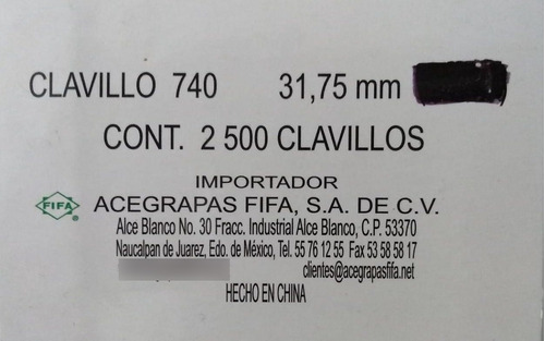 Clavillo Fifa En Tira Calibre 16 740 1 1/4 Pulgada