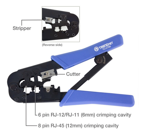 Imagen 6 de 8 de Ponchadora Trendnet Tc-ct68 3 En 1 Rj45 Cortadora Peladora