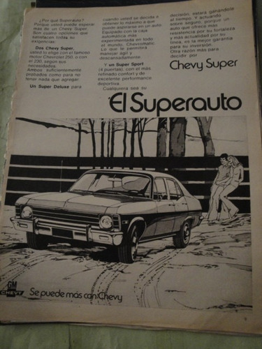 Publicidad Chevy Super Año 1975 Hoja Sola