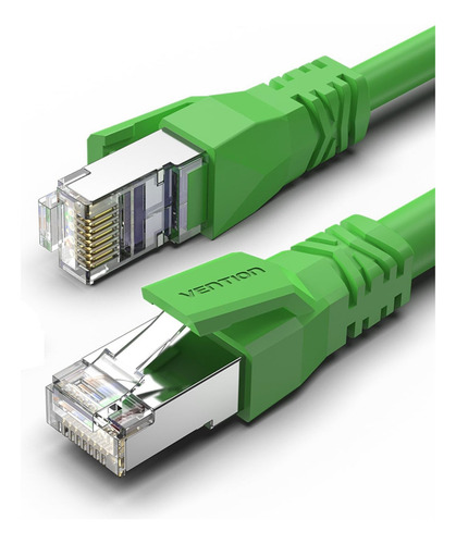 Cable de red Vention Cat6a Certificado - 20 centimetros Verde - Premium Patch cord - Blindado Sstp Rj45 Ethernet servidores 10gbps - 500 Mhz - 100% cobre - IBMGAH