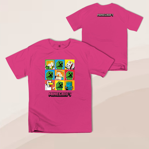 Playera Minecraft Cuadricula Steve Alex Creeper Infantil
