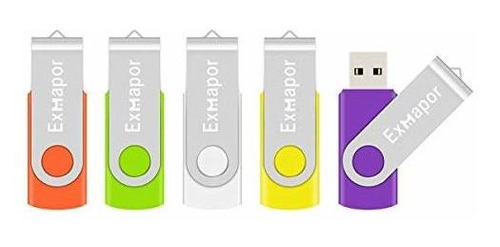 Pack De 5 Memorias Usb 16gb Giratorias Con Indicador Led.