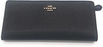 Coach Crossgrain Slim Cartera De Cuero (negro)