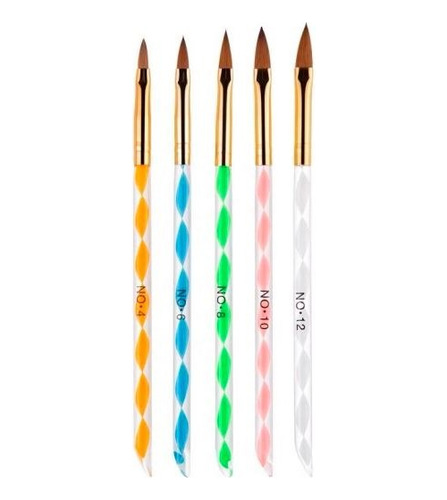 Pinceles Para Construcción De Uñas Acrílicas X 5 Unidades