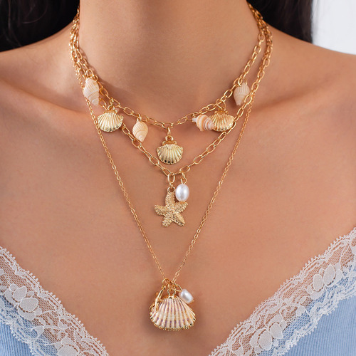 Juego De Collares Con Colgante De Concha Y Concha De Estrell