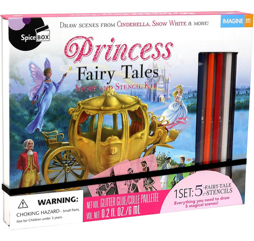 Spicebox Princess Fairy Tail Drawing Art Stencil Kit Para Ni