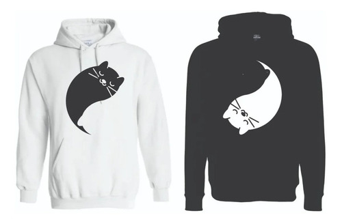 Sudaderas Parejas Yin Yang Gato Amor Moda Hoodie Pack 2 Pzas