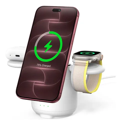 Estación de Carga Rápida MagSafe 3 en 1 para iPhone, Apple Watch y AirPods | imán N52, base ponderada antideslizante, carga vertical-horizontal, para iPhone 12-18 y Watch 12/Ultra 4, SwanScout 707M