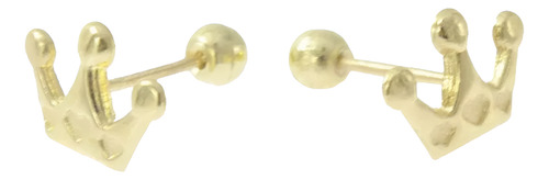 Aretes En Forma De Corona En Oro 10k