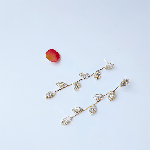 Lusix Pendientes Colgantes Con Forma De Hoja Dorada, Estilo