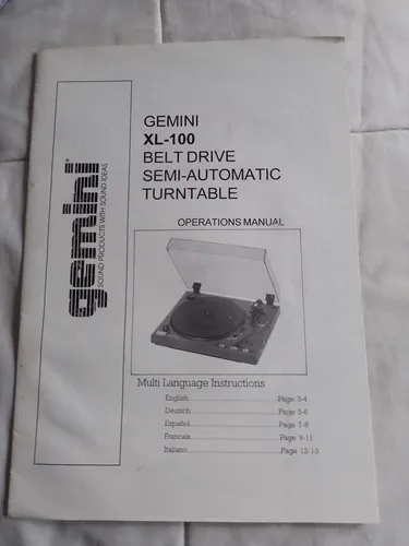 comprar Manual De Bandeja Giradiscos Gemini Xl-100 Semi Automatica