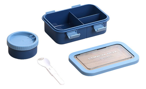 Vianda Hermética Lunch Box C División Y Cubierto Escolar Ofi Azul