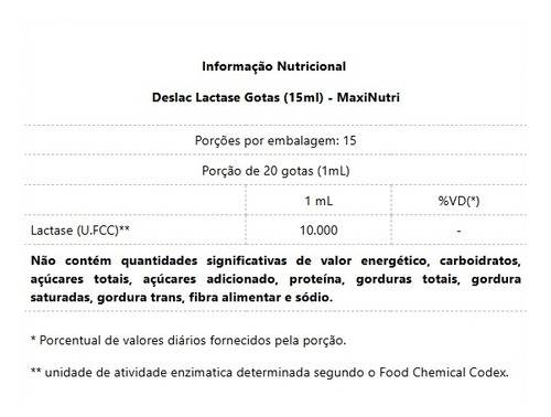 Deslac Lactase Gotas Maxinutri 15ml Zero Açucares Corantes Sem Sabor