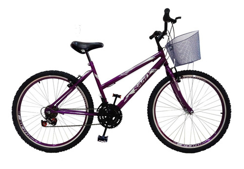 Imagem 1 de 2 de Bicicleta Feminina Aro 26 18 Marchas Com Cesta