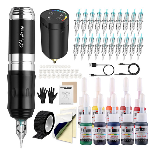 Kit De Pistola De Tatuagem Stigma Cordless Ponderosa Com Bat