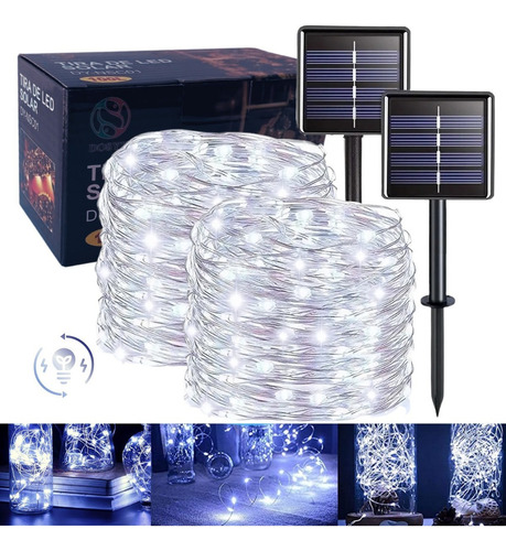 Tira Led Decorativa Luces Led Navideñas Solar Exterior 20 M Color de la luz Blanco frío