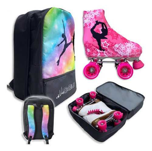 Combo Mochila Para Patines 2 Compartimentos + Cubre Patines