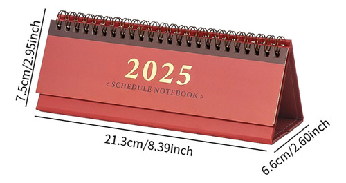 Calendario De Escritorio 2025, Cuaderno Con Agenda, Rojo