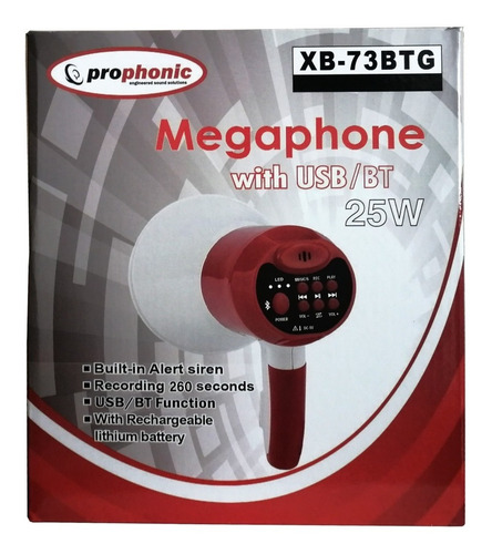 Megafono Perifoneo Recargable 6 Pulgad 25w Microfono Bocina