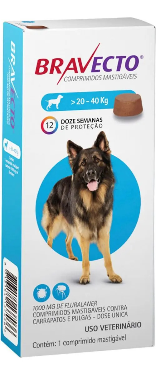 Antipulgas, Carrapato Msd Bravecto De 20 A 40 Kg