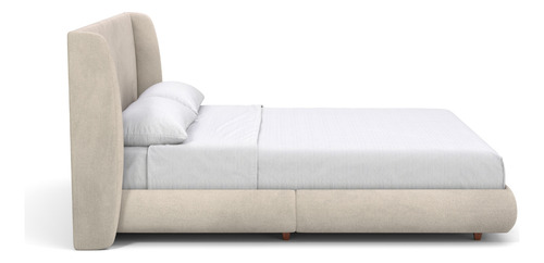 Cama Queen Base Estofada Boucle Com Cabeceira Slim Damie