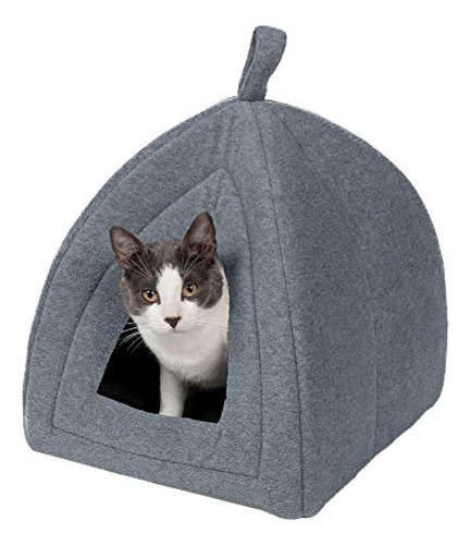 Furhaven Pet Cat Bed - Tienda De Campaña Triangular Con Capu