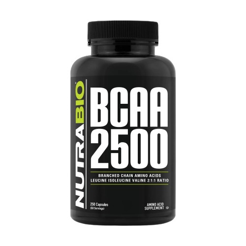 Amino Acido Bcaa 2500 250 Capsulas 50 Servicios Nutrabio