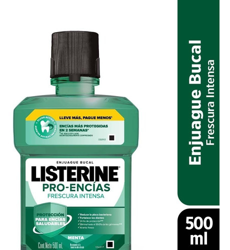 Enjuague Bucal Listerine Pro-encías Frescura Intensa 500 Ml