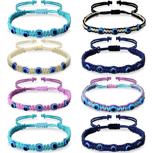 8 Piezas Pulsera Con Cuentas De Mal De Ojo Pulseras De Cuerd